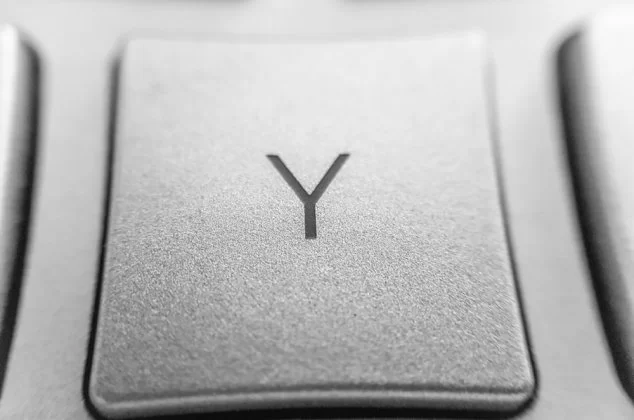 Letter "Y" key on a computer's keyboard