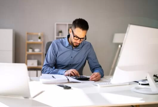 Accountant working in his home office