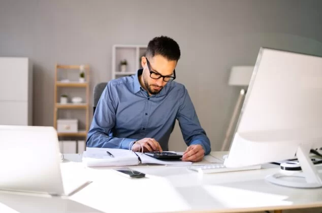 Accountant working in his home office