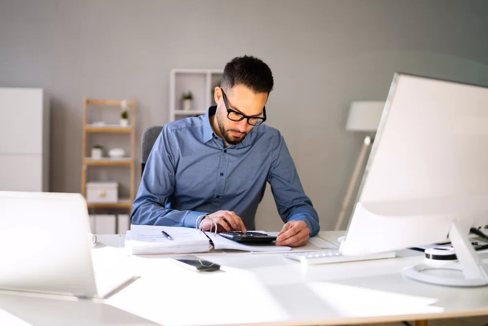 Accountant working in his home office