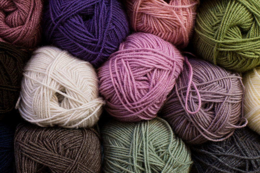 Various colors of rolled yarn