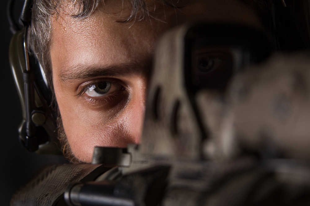 Close-up of a sniper's eye