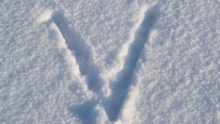 Letter "V" drawn in snow