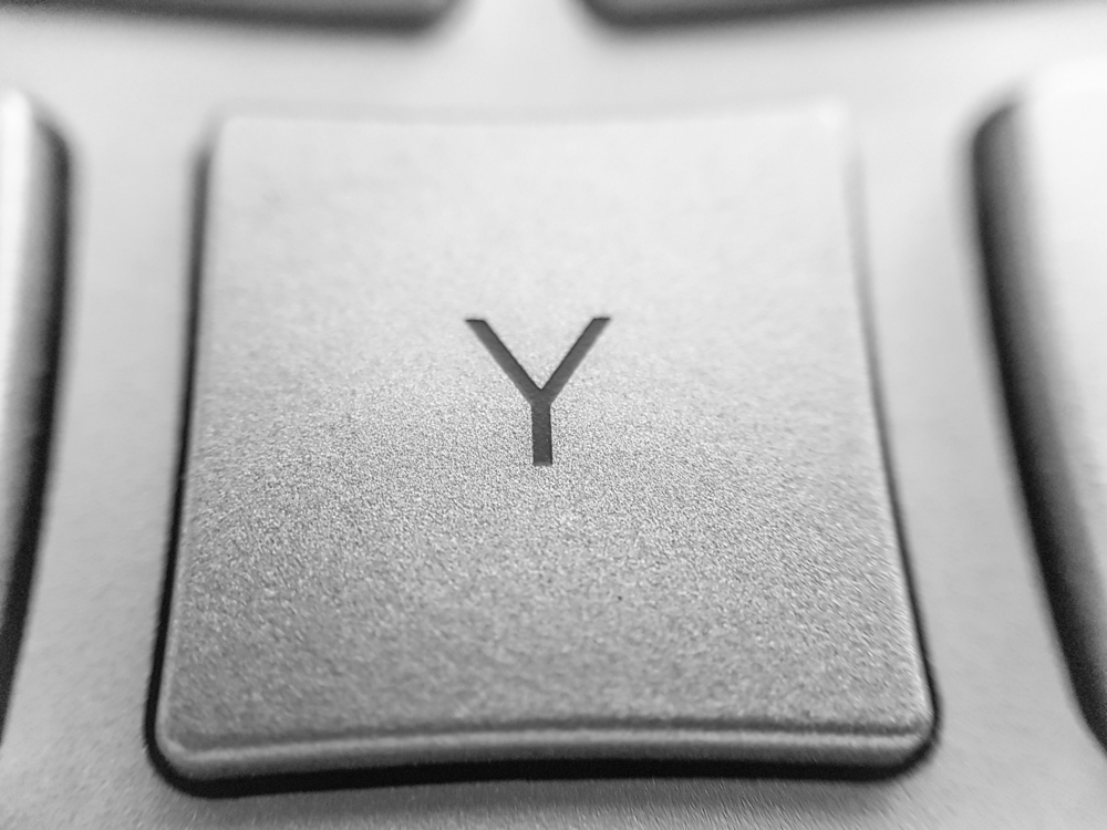 Letter "Y" key on a computer's keyboard
