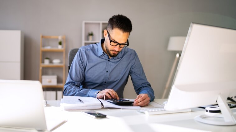 Accountant working in his home office