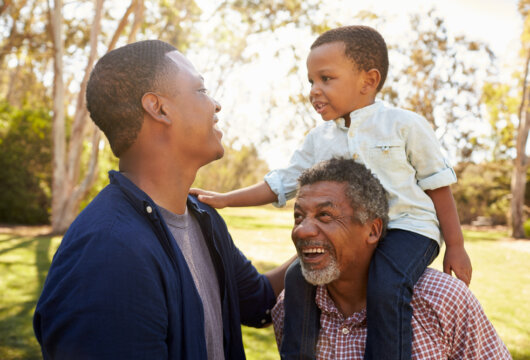 Three generations of men in a family