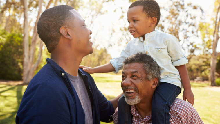 Three generations of men in a family