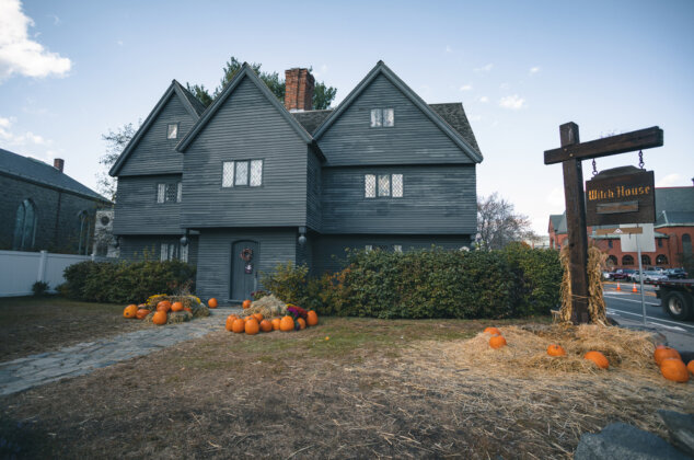"Witch House" with dark gray siding in Salem, Massachusetts