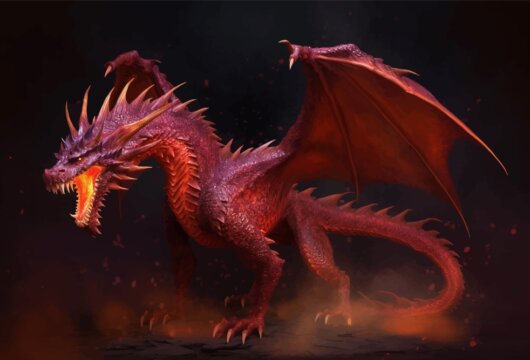 Illustration of a large purple dragon